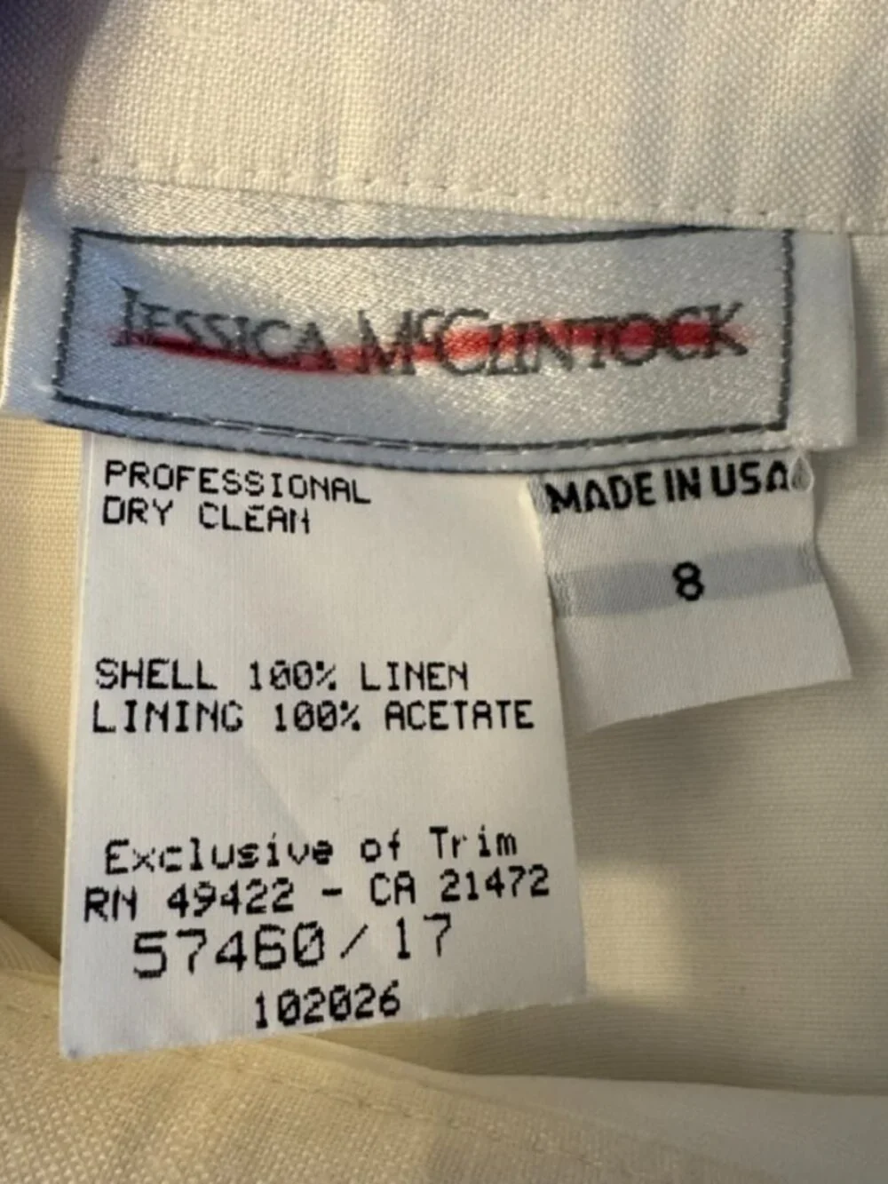 Vintage Y2K Jessica McClintock Professional 100% Linen Skirt Woman's - Size 8